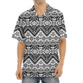 Black And White Navajo Print Aloha Shirt