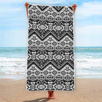 Black And White Navajo Print Beach Towel