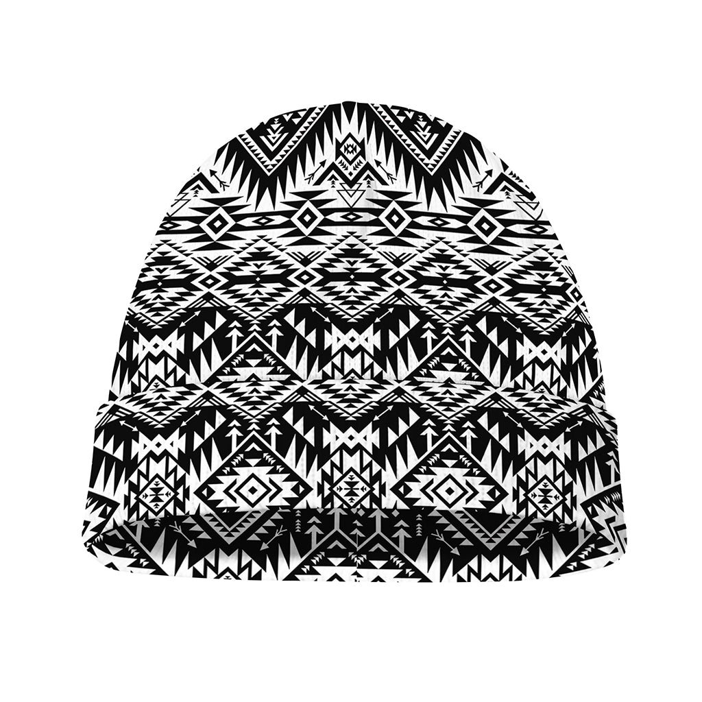 Black And White Navajo Print Beanie