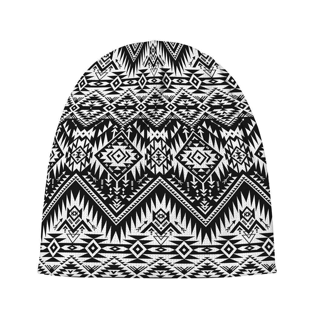 Black And White Navajo Print Beanie