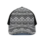 Black And White Navajo Print Black Mesh Trucker Cap