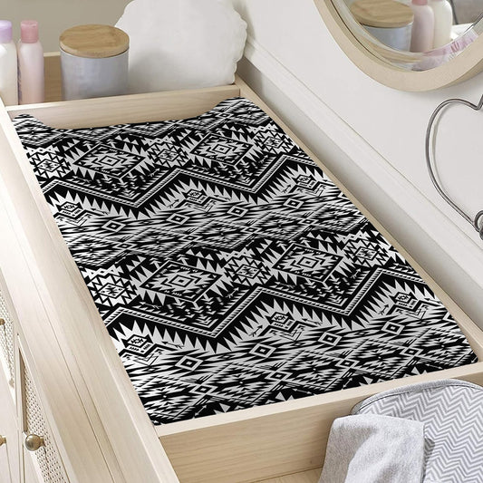 Black And White Navajo Print Changing Pad Cover