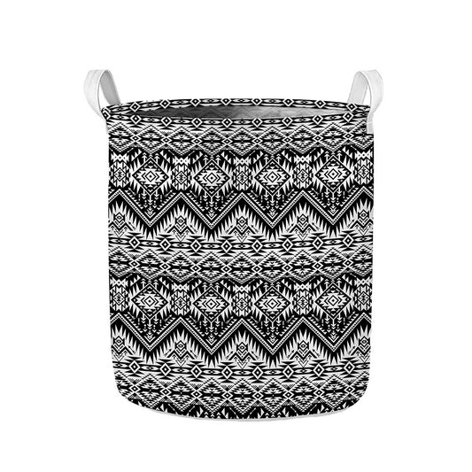 Black And White Navajo Print Collapsible Laundry Basket