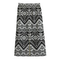 Black And White Navajo Print Cotton Front Slit Maxi Skirt
