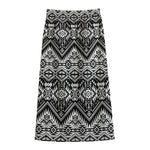 Black And White Navajo Print Cotton Front Slit Maxi Skirt