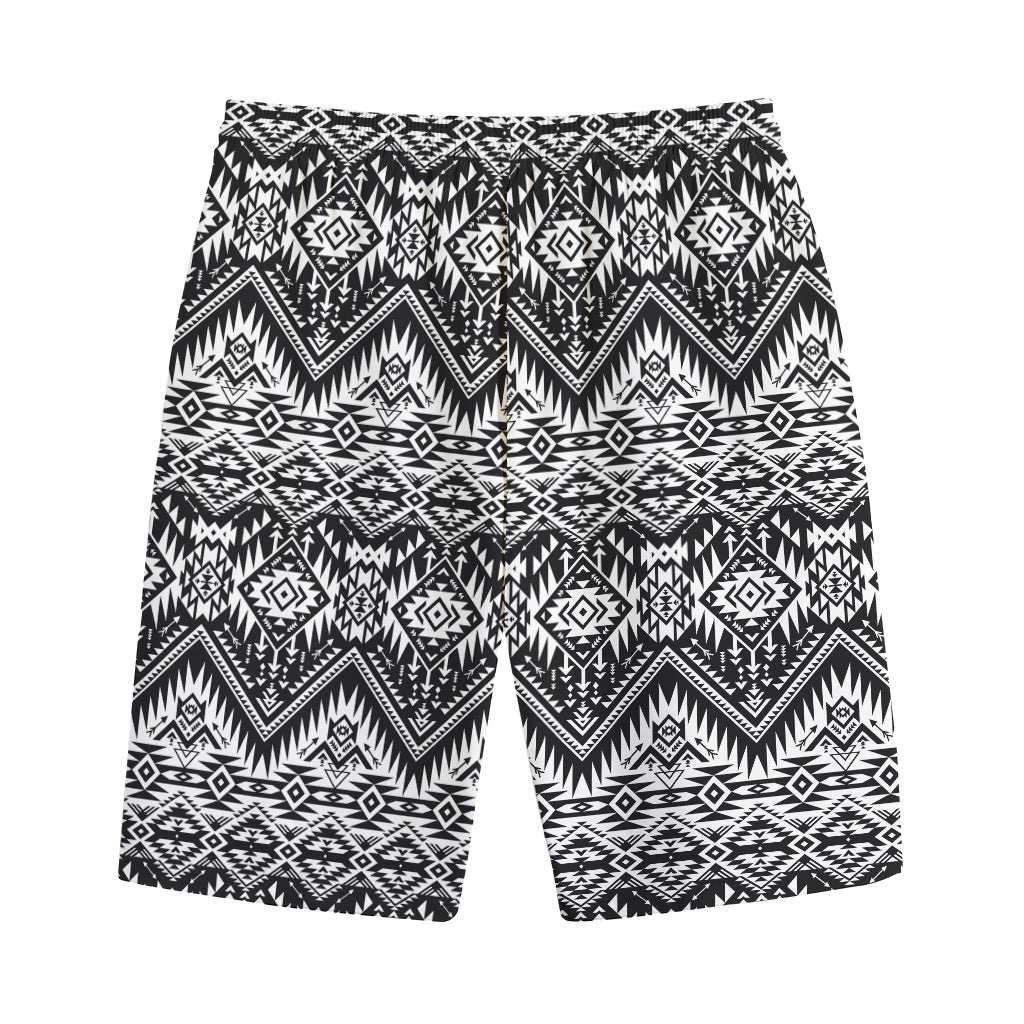 Black And White Navajo Print Cotton Shorts