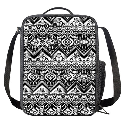 Black And White Navajo Print Crossbody Lunch Bag