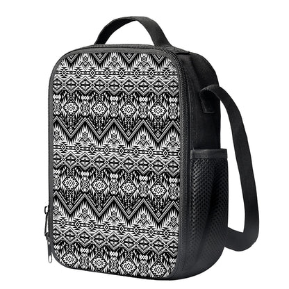 Black And White Navajo Print Crossbody Lunch Bag
