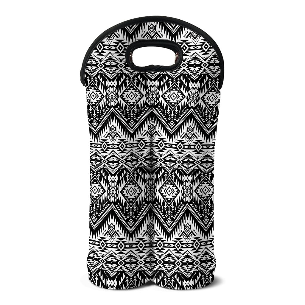 Black And White Navajo Print Double Neoprene Wine Tote