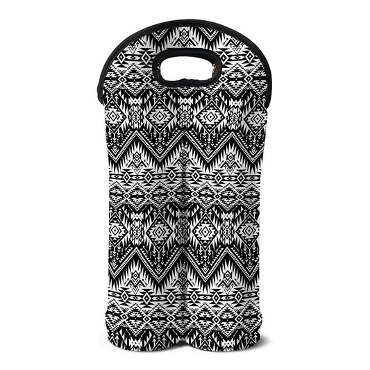Black And White Navajo Print Double Neoprene Wine Tote