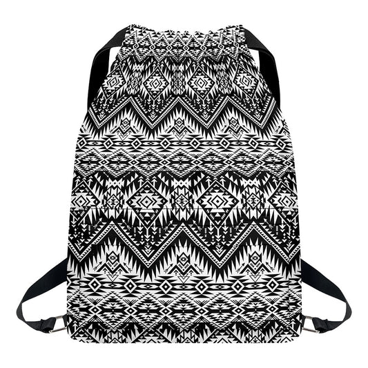 Black And White Navajo Print Drawstring Backpack