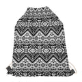 Black And White Navajo Print Drawstring Bag