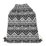 Black And White Navajo Print Drawstring Bag
