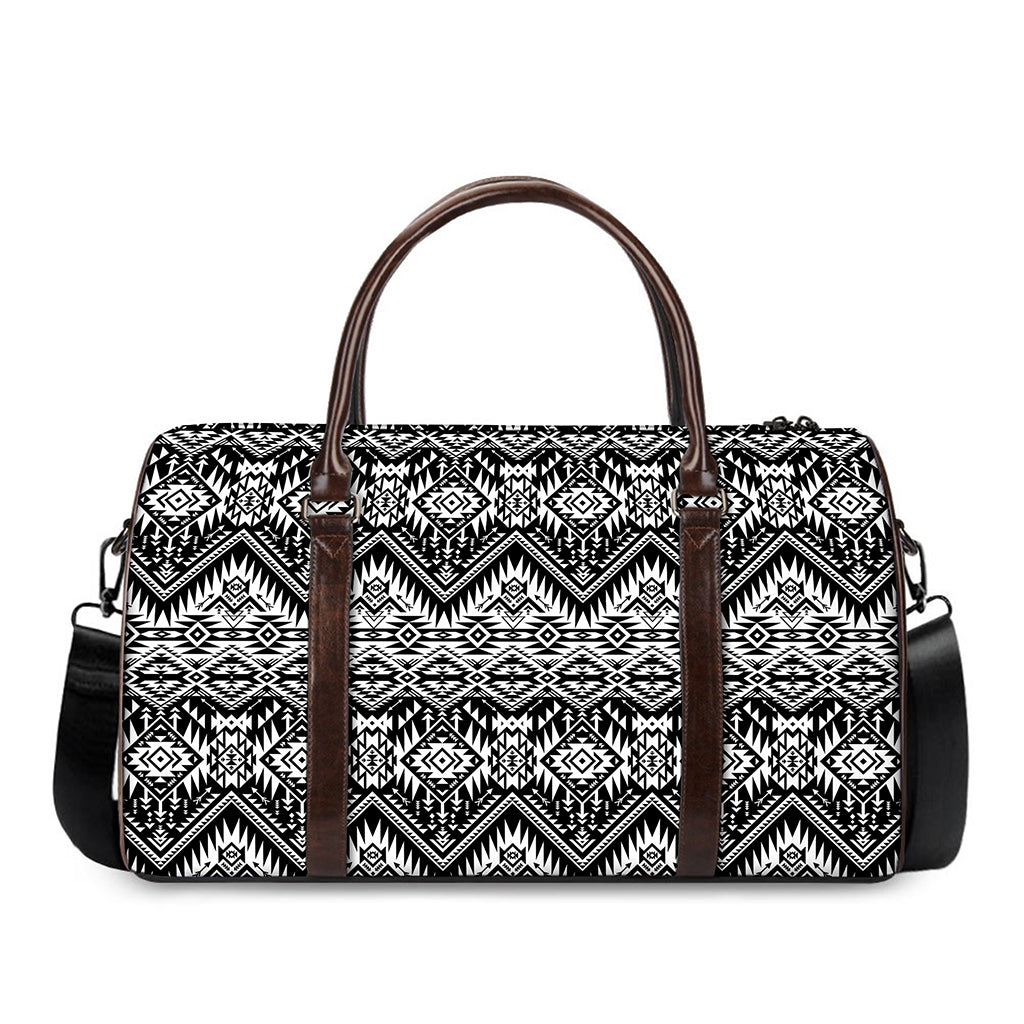 Black And White Navajo Print Duffle Bag