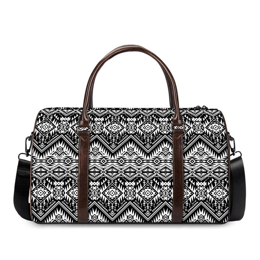 Black And White Navajo Print Duffle Bag