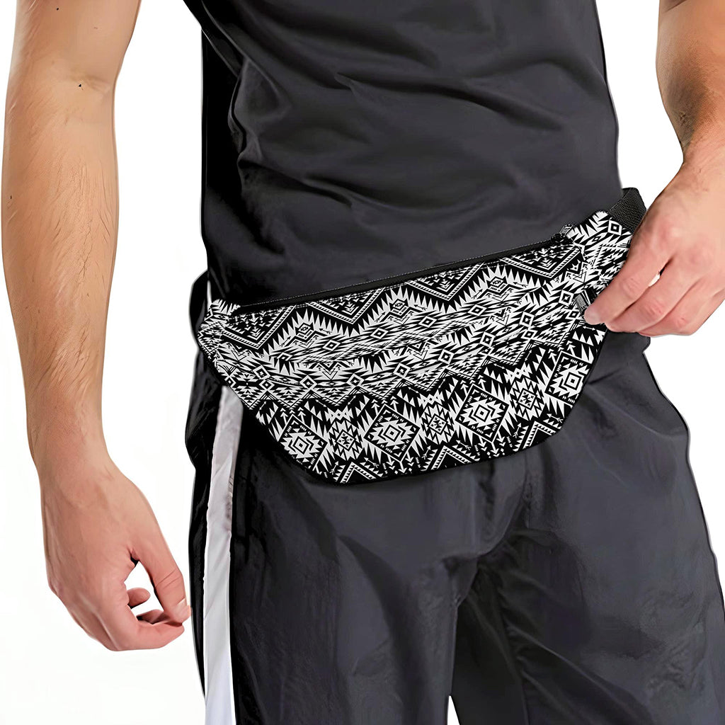 Black And White Navajo Print Fanny Pack