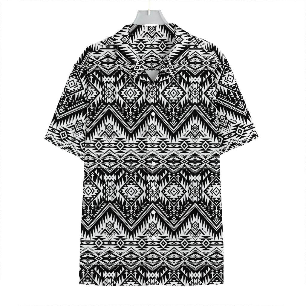 Black And White Navajo Print Hawaiian Shirt