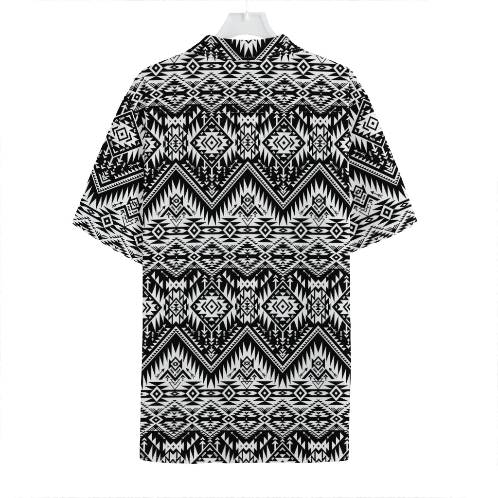 Black And White Navajo Print Hawaiian Shirt