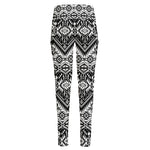 Black And White Navajo Print High-Waisted Pocket Leggings