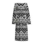 Black And White Navajo Print Hooded Bathrobe