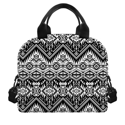 Black And White Navajo Print Insulated Lunch Bag