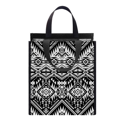 Black And White Navajo Print Insulated Lunch Tote
