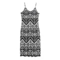 Black And White Navajo Print Jersey Midi Cami Dress
