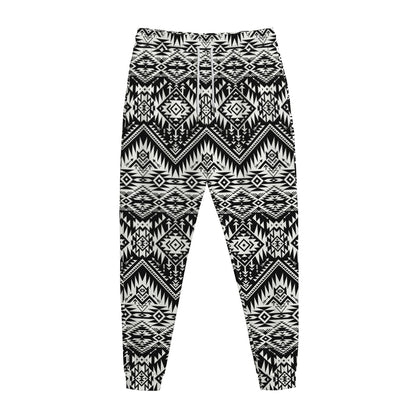 Black And White Navajo Print Jogger Pants
