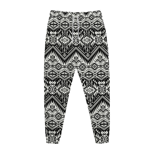 Black And White Navajo Print Jogger Pants
