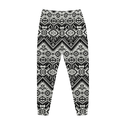 Black And White Navajo Print Jogger Pants