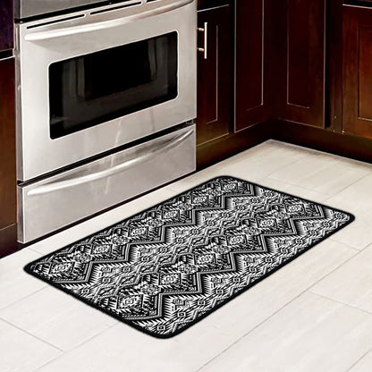 Black And White Navajo Print Kitchen Mat