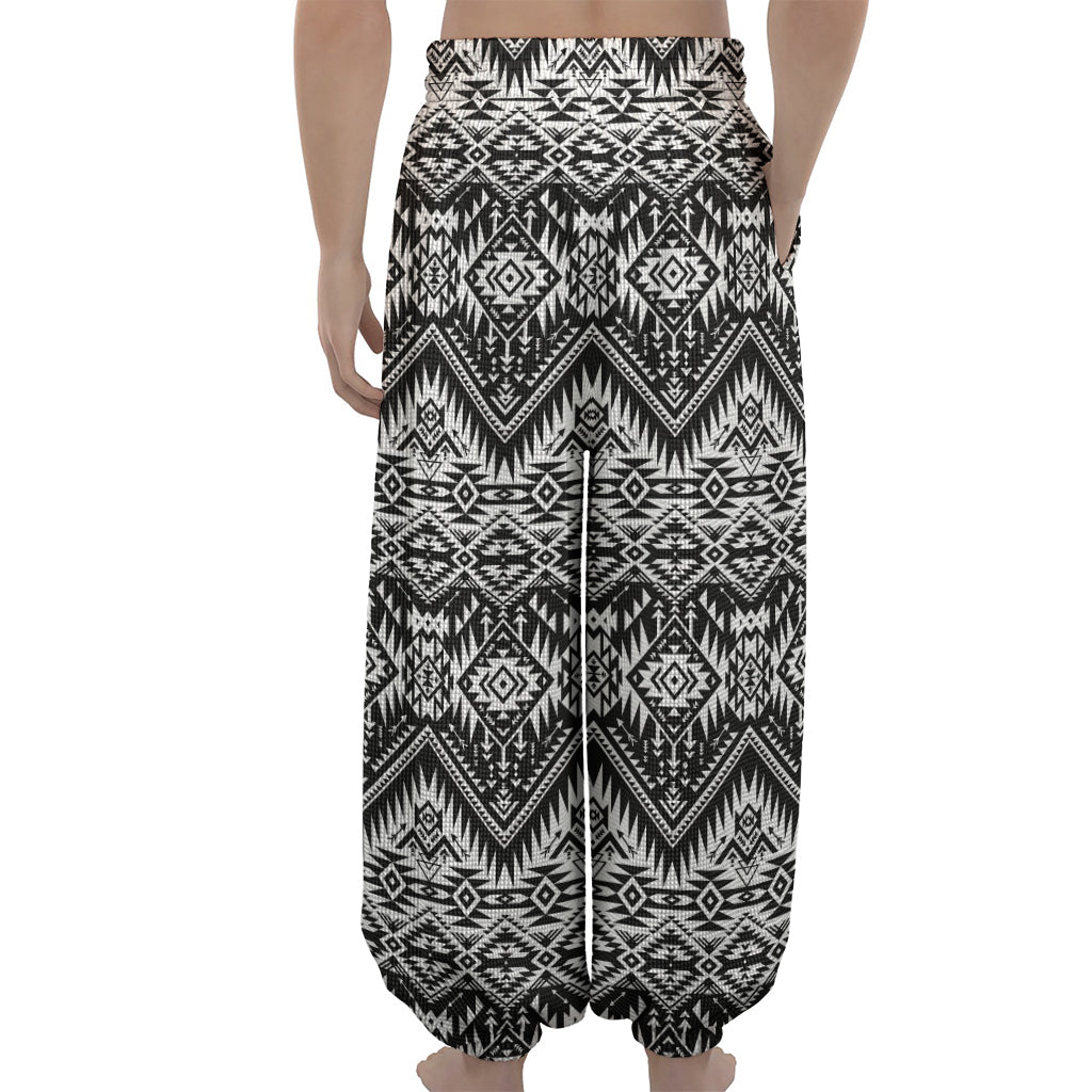 Black And White Navajo Print Lantern Pants