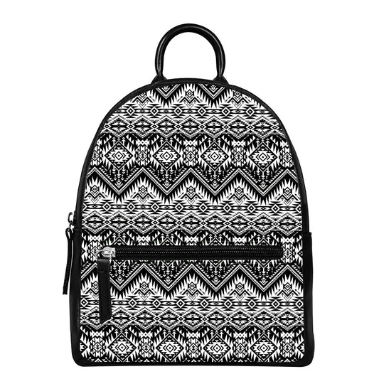 Black And White Navajo Print Leather Backpack