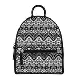 Black And White Navajo Print Leather Backpack