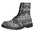 Black And White Navajo Print Lace-Up Boots