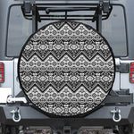 Black And White Navajo Print Leather Spare Tire Cover