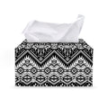 Black And White Navajo Print Leather Tissue Box Cover