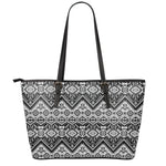 Black And White Navajo Print Leather Tote Bag