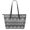 Black And White Navajo Print Leather Tote Bag