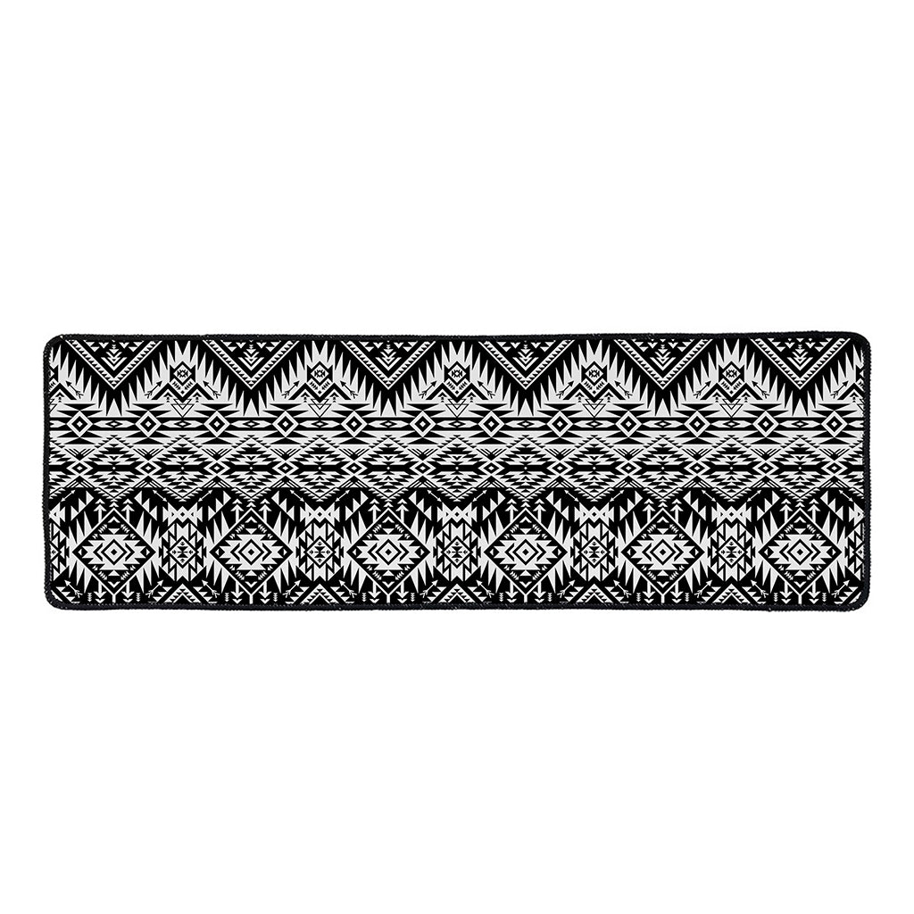 Black And White Navajo Print Long Kitchen Mat
