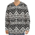 Black And White Navajo Print Long Sleeve Baseball Jersey