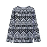 Black And White Navajo Print Long Sleeve Short Coat