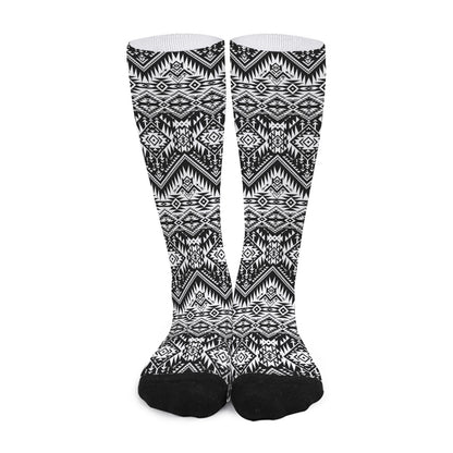 Black And White Navajo Print Long Socks