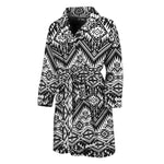 Black And White Navajo Print Men's Bathrobe