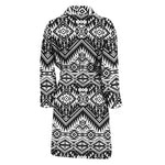 Black And White Navajo Print Men's Bathrobe