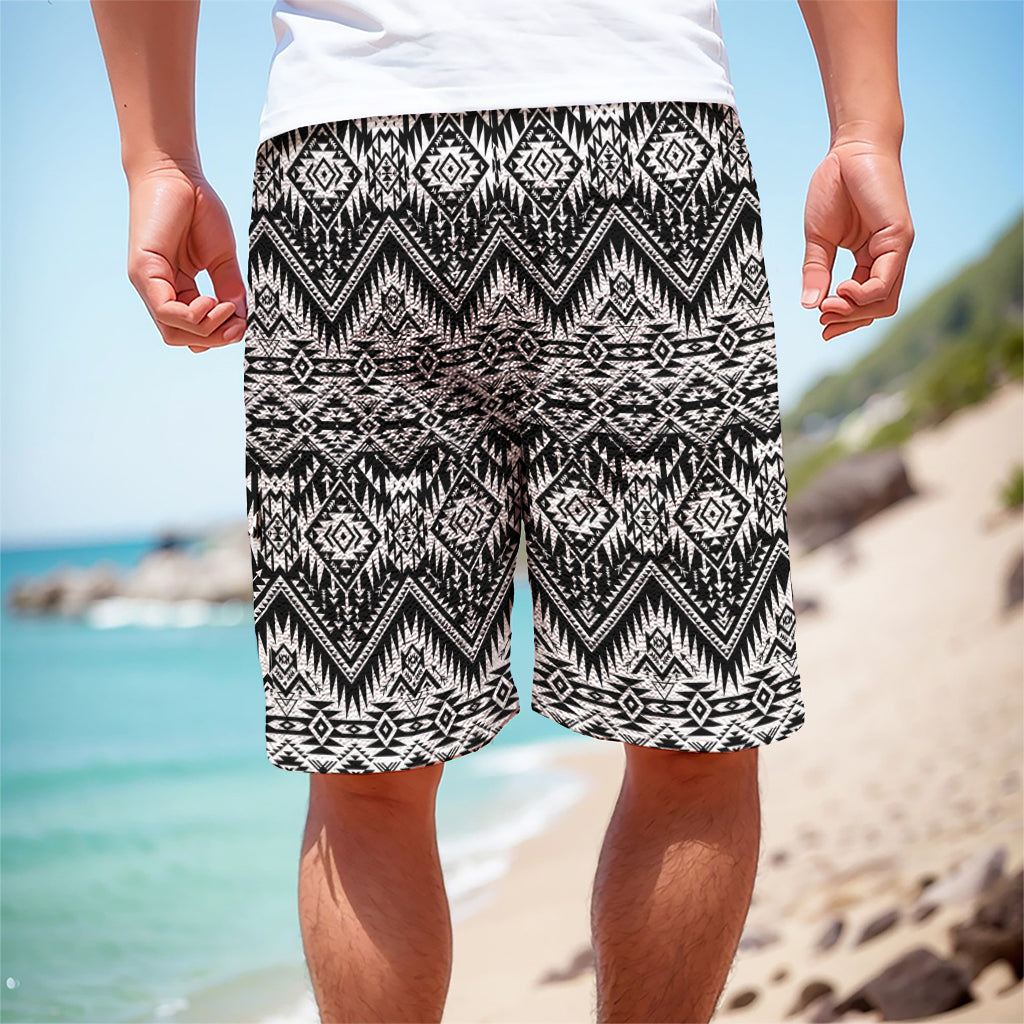 Black And White Navajo Print Men's Cargo Shorts