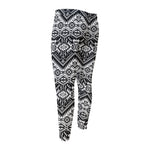 Black And White Navajo Print Men's Compression Pants