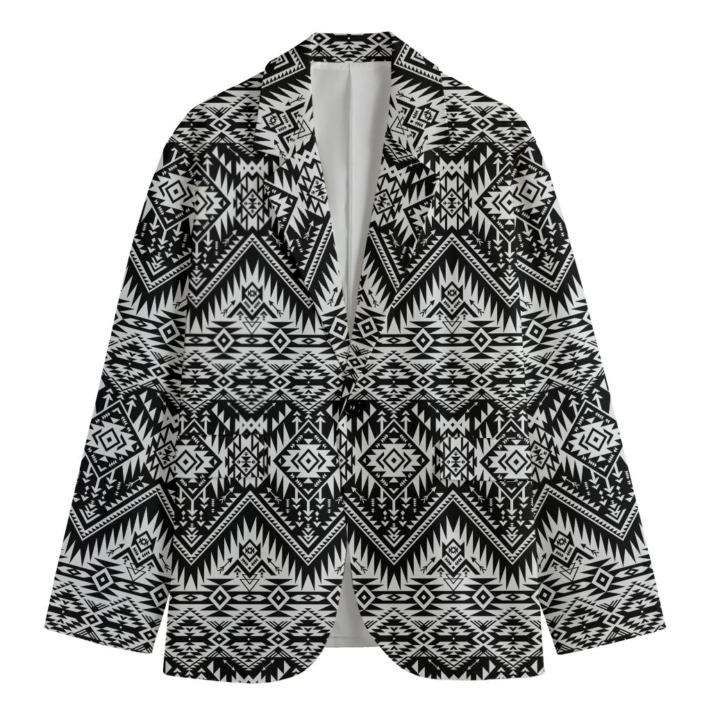 Black And White Navajo Print Men's Cotton Blazer