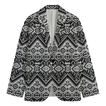 Black And White Navajo Print Men's Cotton Blazer