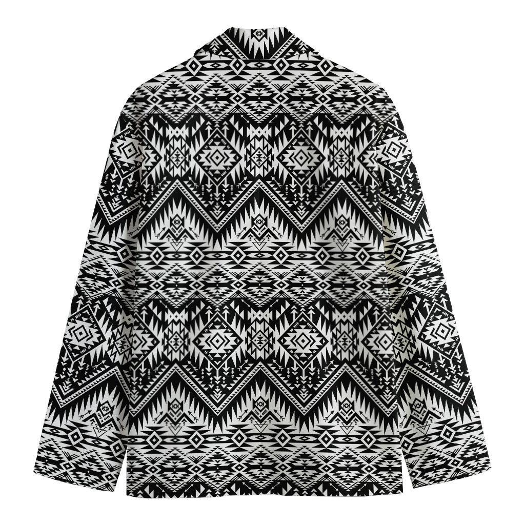 Black And White Navajo Print Men's Cotton Blazer